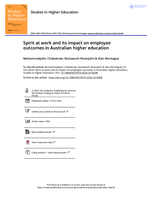 Spirit at work and its impact on employee outcomes in Australian higher education