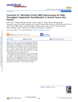 Correction to "Benchtop Proton NMR Spectroscopy for High-Throughput Lipoprotein Quantification in Human Serum and Plasma"