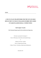 A MULTI-STAGE FRAMEWORK FOR THE SUSTAINABLE DEPLOYMENT OF DECENTRALIZED HYBRID MINI GRIDS IN MARGINALIZED RURAL COMMUNITIES