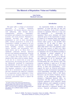 The Rhetoric of Reputation: Vision Not Visibility