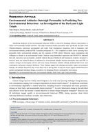 Environmental Attitudes Outweigh Personality in Predicting Pro- Environmental Behaviour: An Investigation of the Dark and Light Triads