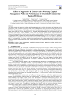 Effect of aggressive & conservative working capital management policy on performance of scheduled commercial banks of Pakistan