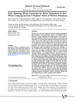 Early Maturing Wheat Genotypes for Better Integration in Rice-Wheat Croping Systems in Kashmir Valley of Western Himalayas