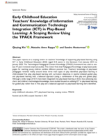 Early Childhood Education Teachers’ Knowledge of Information and Communication Technology Integration (ICT) in Play-Based Learning: A Scoping Review Using the TPACK Framework