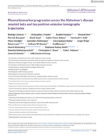 Plasma biomarker progression across the Alzheimer's disease amyloid beta and tau positron emission tomography trajectories