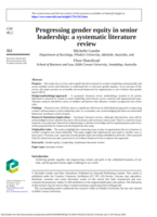 Progressing gender equity in senior leadership: a systematic literature review