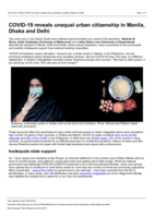 COVID-19 reveals unequal urban citizenship in Manila, Dhaka and Delhi