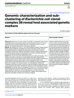 Genomic characterization and sub-clustering of Escherichia coli clonal complex 38 reveal host associated genetic markers