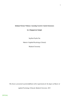 Intimate Partner Violence: Assessing Coercive Control Awareness in a Singaporean Sample