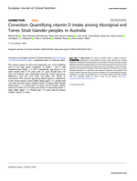 Correction: Quantifying vitamin D intake among Aboriginal and Torres Strait Islander peoples in Australia