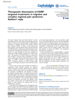 Therapeutic dissociation of CGRP-targeted treatments in migraine and complex regional pain syndrome: Authors' reply