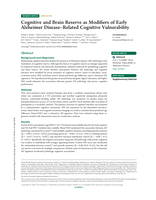 Cognitive and Brain Reserve as Modifiers of Early Alzheimer Disease–Related Cognitive Vulnerability