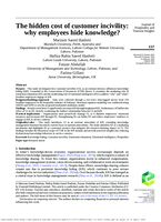 The hidden cost of customer incivility: why employees hide knowledge?