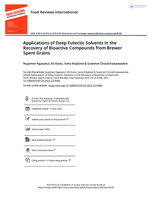 Applications of Deep Eutectic Solvents in the Recovery of Bioactive Compounds from Brewer Spent Grains