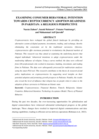 Examining Consumer Behavioural Intention Towards Cryptocurrency Adoption Readiness in Pakistan: A Religious Perspective