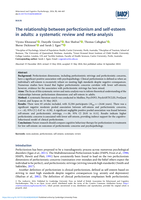 The relationship between perfectionism and self-esteem in adults: a systematic review and meta-analysis