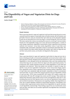 The Digestibility of Vegan and Vegetarian Diets for Dogs and Cats