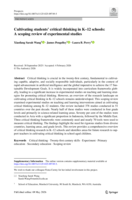 Cultivating students’ critical thinking in K–12 schools: A scoping review of experimental studies