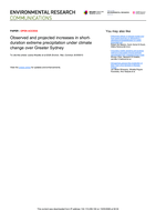 Observed and projected increases in short-duration extreme precipitation under climate change over Greater Sydney