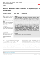 Low von Willebrand factor-unraveling an enigma wrapped in a conundrum