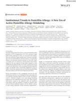 Institutional Trends in Penicillin Allergy: A New Era of Active Penicillin Allergy Delabeling
