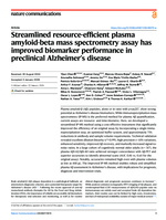 Streamlined resource-efficient plasma amyloid-beta mass spectrometry assay has improved biomarker performance in preclinical Alzheimer's disease