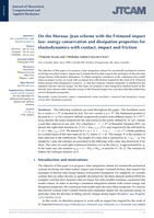 On the Moreau–Jean scheme with the Frémond impact law: energy conservation and dissipation properties for elastodynamics with contact, impact and friction