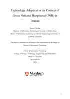Technology Adoption in the Context of Gross National Happiness (GNH) in Bhutan