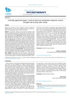 Critically appraised papers: Cyclical electrical stimulation improves muscle strength and activity after stroke [synopsis]