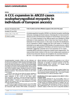 A CCG expansion in ABCD3 causes oculopharyngodistal myopathy in individuals of European ancestry
