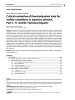 Critical evaluation of thermodynamic data for sulfate complexes in aqueous solution. Part 1. H+ (IUPAC Technical Report)