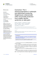 Correction: The 1-aminocyclopropane-1-carboxylic acid deaminase-producing Streptomyces violaceoruber UAE1 can provide protection from sudden decline syndrome on date palm