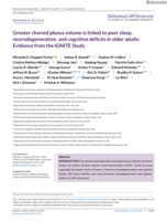 Greater choroid plexus volume is linked to poor sleep, neurodegeneration, and cognitive deficits in older adults: Evidence from the IGNITE Study