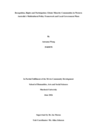 Recognition, Rights and Participation: Ethnic Minority Communities in Western Australia’s Multicultural Policy Framework and Local Government Plans