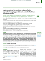 Implementation of risk prediction and stratification approaches for ageing populations in Australian healthcare: a systematic review