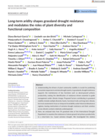 Long-term aridity shapes grassland drought resistance and modulates the roles of plant diversity and functional&nbsp;composition