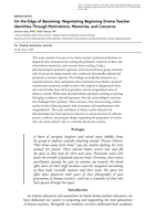 On the Edge of Becoming: Negotiating Beginning Drama Teacher Identities Through Motivations, Memories, and Concerns