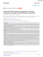 Nursing Open Culturally Safe Nursing: Transformative Learning Experiences Through Critical Reflection Assessment