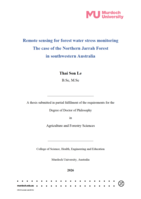 Remote sensing for forest water stress monitoring: The case of the Northern Jarrah Forest in southwestern Australia