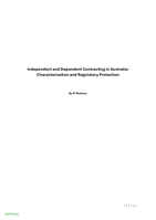 Independent and Dependent Contracting in Australia: Characterisation and Regulatory Protection