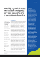 Moral injury and distress: influence of emergency services leadership and organisational dynamics