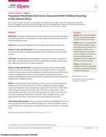 Population-Modifiable Risk Factors Associated with Childhood Stunting in Sub-Saharan Africa