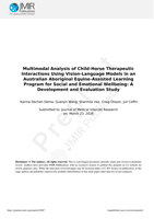 Multimodal Analysis of Child-Horse Therapeutic Interactions Using Vision-Language Models in an Australian Aboriginal Equine-Assisted Learning Program for Social and Emotional Wellbeing: A Development and Evaluation Study (Preprint)