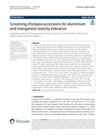 Screening chickpea accessions for aluminium and manganese toxicity tolerance
