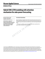 Hybrid CNN-LSTM modeling with attention mechanism for solar power forecasting