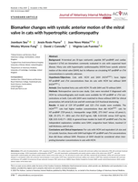 Biomarker changes with systolic anterior motion of the mitral valve in cats with hypertrophic cardiomyopathy