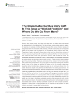 The Dispensable Surplus Dairy Calf: Is This Issue a "Wicked Problem" and Where Do We Go From Here?