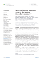 Wuthuga (dugong) population status in Gathaagudu (Shark Bay) sea country