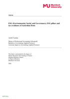 ESG (Environmental, Social, and Governance), ESG pillars and tax avoidance of Australian firms