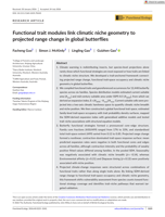Functional trait modules link climatic niche geometry to projected range change in global butterflies
